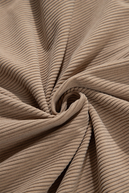 Hellkhakifarbene Cordjacke mit Kapuze, Kordelzug und Taschen