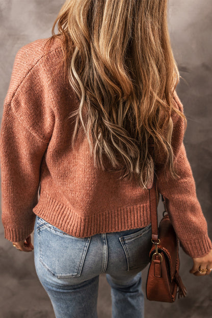 Kurzer Cardigan mit überschnittenen Schultern und offener Vorderseite in Hellbeige