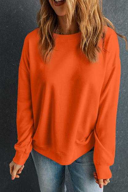 Orangefarbenes, einfarbiges, klassisches Sweatshirt mit Rundhalsausschnitt
