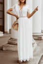 White Blue Fill Your Heart Lace Maxi Dress
