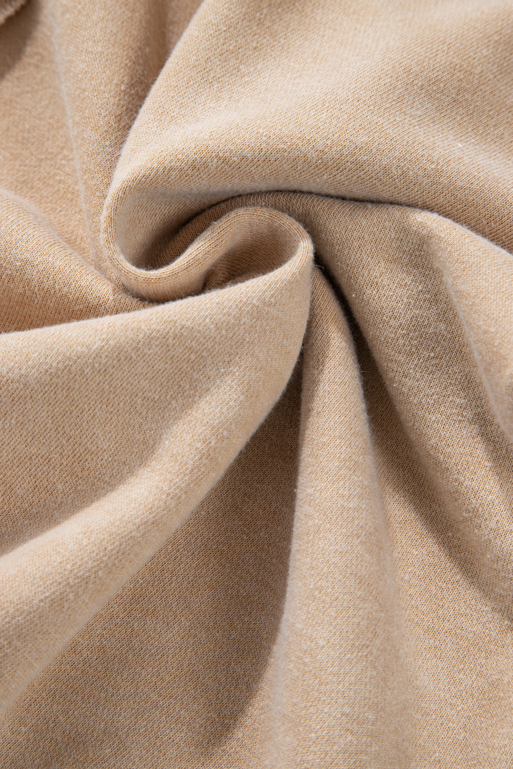 Helles, französisches Beige, einfarbiges Waffelstrick-Patchwork-Sweatshirt mit Raglanärmeln