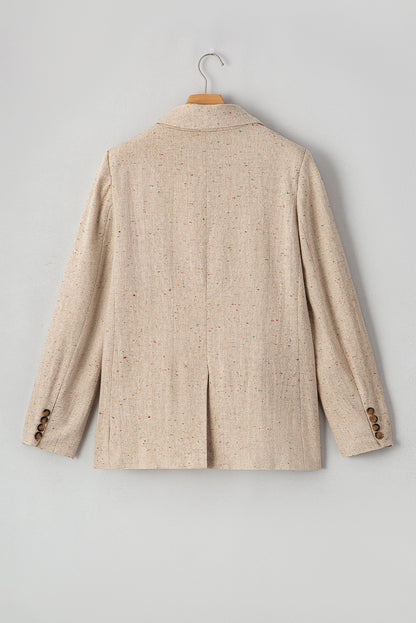 Elegante, einreihige Anzugjacke in Haferflockenfarbe