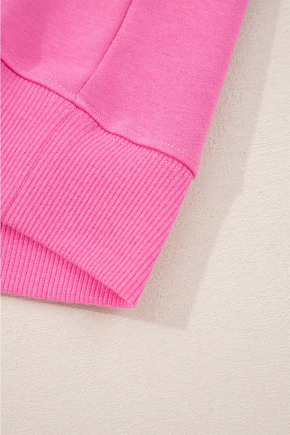 Sachet Pink Solid Color Collared Pullover and Central Seam Pants Set