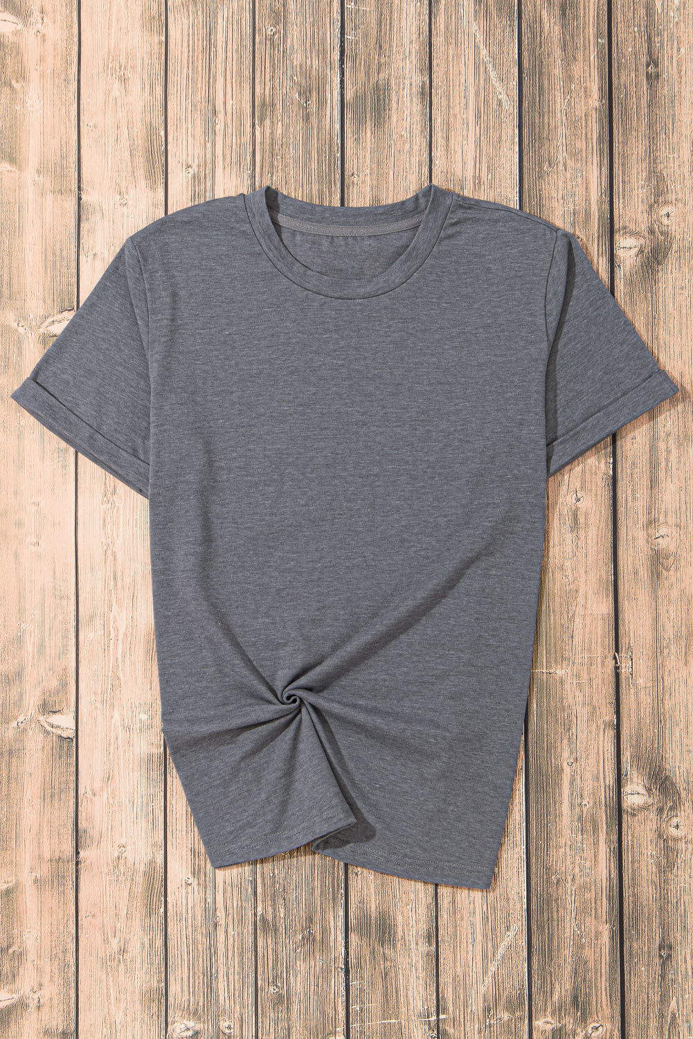 Graues, lässiges T-Shirt mit Rundhalsausschnitt