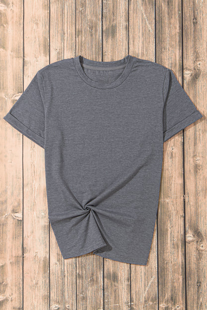 Graues, lässiges T-Shirt mit Rundhalsausschnitt