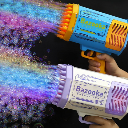 Seifenblasenpistole Rakete 69 Löcher Seifenblasen Maschine Gun Form Automatisches Gebläse mit Licht Spielzeug für Kinder Pomperos