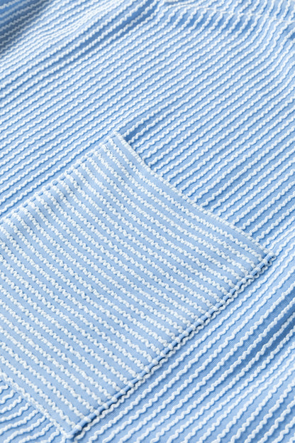 Myosotis – Geripptes, strukturiertes Langarm-T-Shirt in Übergröße