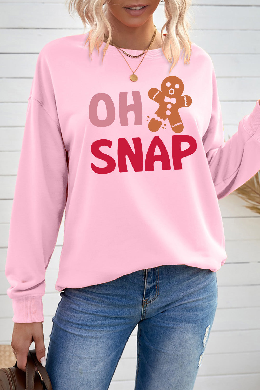 Rosa OH SNAP Lebkuchenmann Weihnachten Pullover