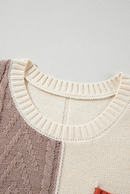 Pullover mit überschnittener Schulter und aufgesetzter Tasche in Colorblock-Optik in Gold Flame
