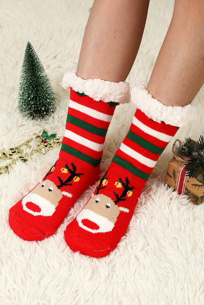Feurig rote Weihnachts-Cartoon-Muster Wollstricksocken