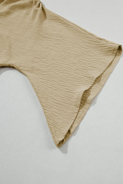 Parchment – Bluse mit V-Ausschnitt und weiten Ärmeln in Knitteroptik