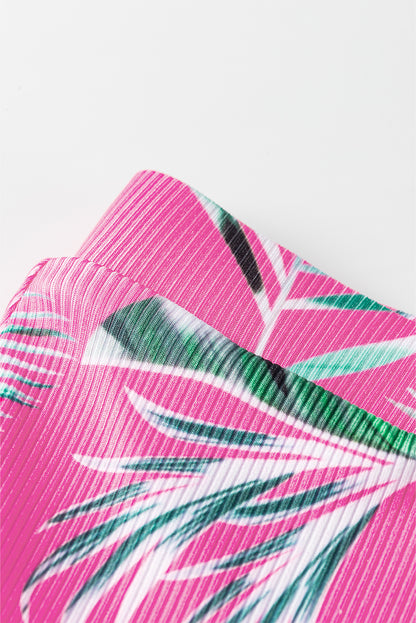 Strukturiertes Bikinihöschen mit tropischem Print in Rose