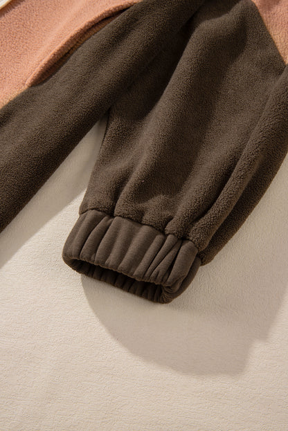 Brauner Hoodie mit sichtbaren Nähten und Farbblockdesign in Übergröße