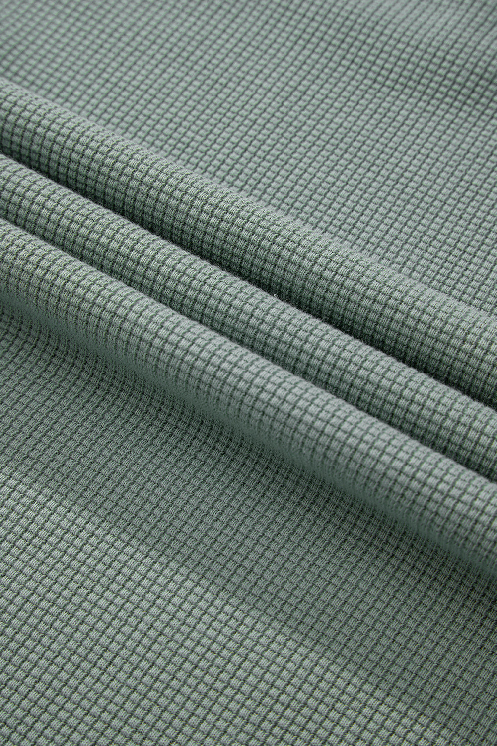 Clearly Aqua – Waffelstrick-Oberteil mit überschnittener Schulter und V-Ausschnitt