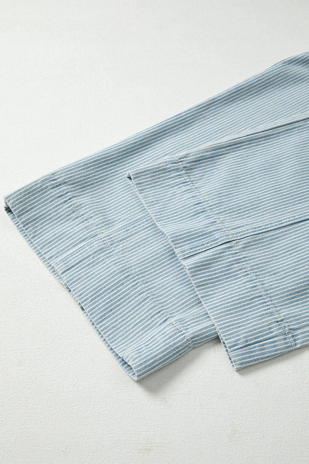 Sky Blue Stripe Mid Rise Drawstring Waist Jeans