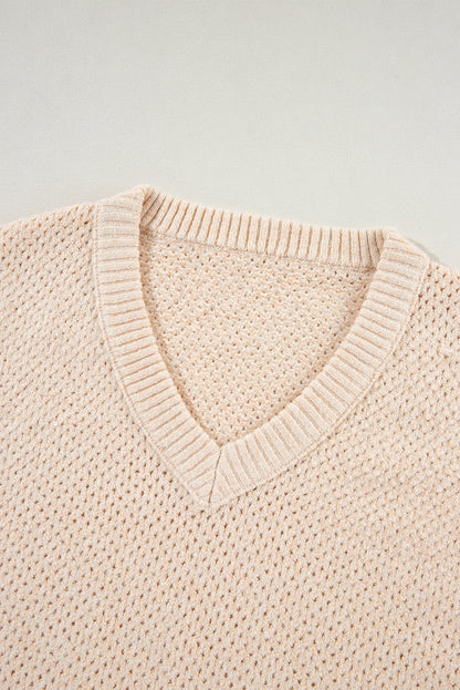 Parchment – Lockerer Pullover mit Ösen, V-Ausschnitt und überschnittenen Schultern
