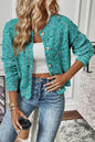Aruba Blauer mehrfarbiger Konfetti-Pullover-Cardigan