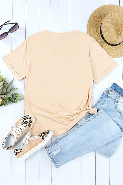 Khakifarbenes Crop-Top mit Mais-Grafik