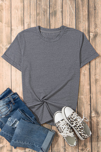 Graues, lässiges T-Shirt mit Rundhalsausschnitt