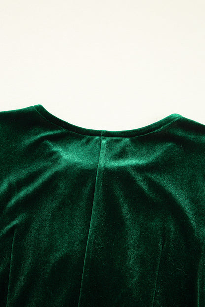 Evergreen Bowknot Decor High Waist Velvet Mini Dress