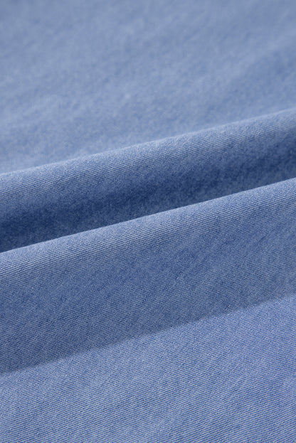 Myosotis Chambray Maxikleid mit tiefem V-Ausschnitt und Armbandärmeln