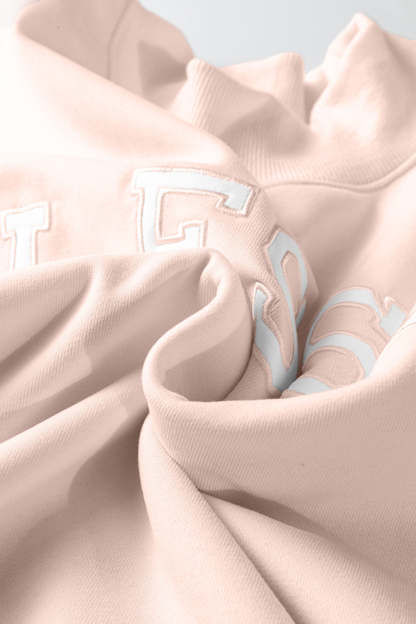 Light Pink Oversize Blessed Embroidered Mock Neck Sweatshirt