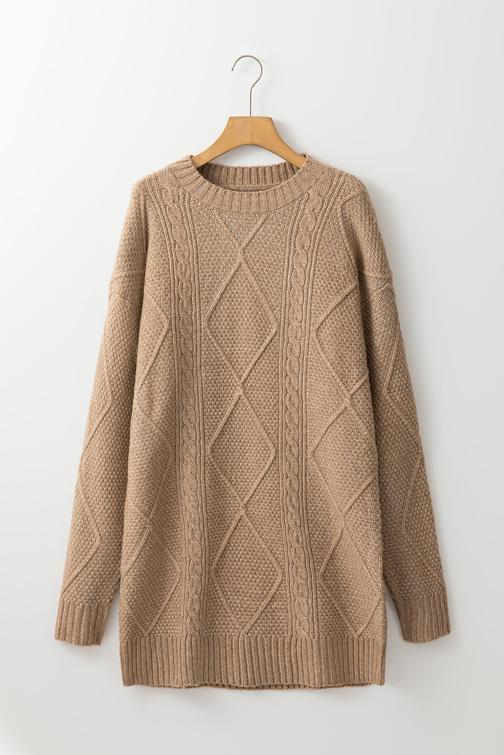 Parchment – Locker sitzendes Pulloverkleid mit Zopfmuster und überschnittener Schulter