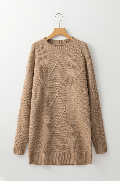 Parchment – Locker sitzendes Pulloverkleid mit Zopfmuster und überschnittener Schulter