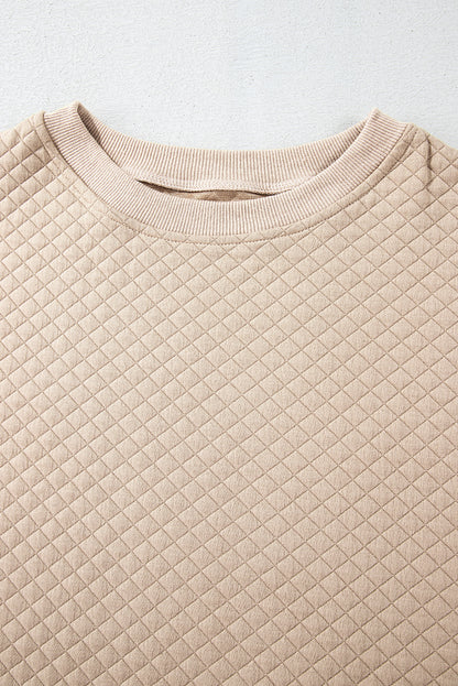 Parchment – Einfarbiges, gestepptes Langarm-Top und Shorts-Set