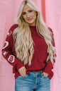 Rotes, Paillettenbesetztes Valentinstag-Top mit Herz-Print