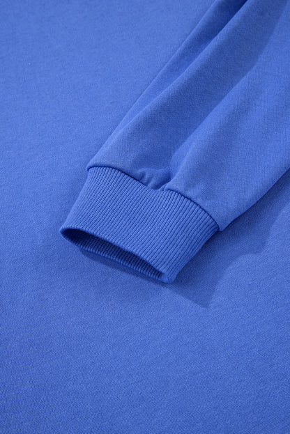 Sky Blue Varsity Contrast Banded Sleeve Shift Sweatshirt Dress