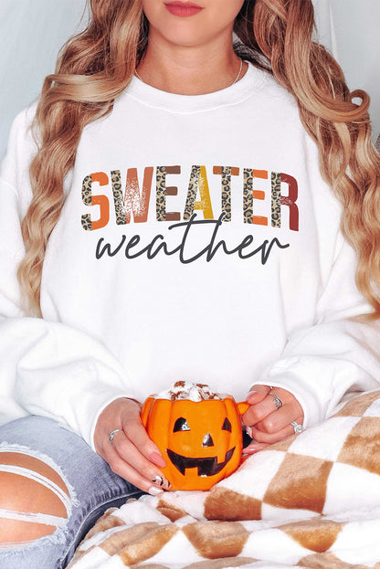 Weißes Sweatshirt mit Monogramm „Weather“