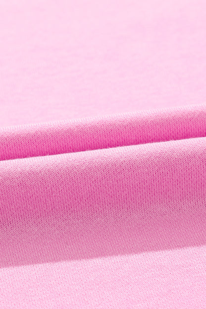 Pink Sequin Patchwork Long Sleeve Pullover Top