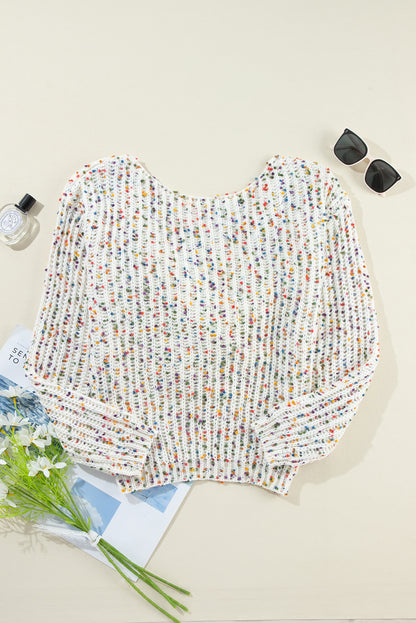 Weißer Konfetti-Wendepullover mit Twist