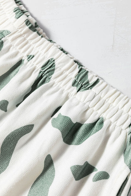 Beiges Loungewear-Set mit Langarmshirt und Hose im Leoparden-Animalprint