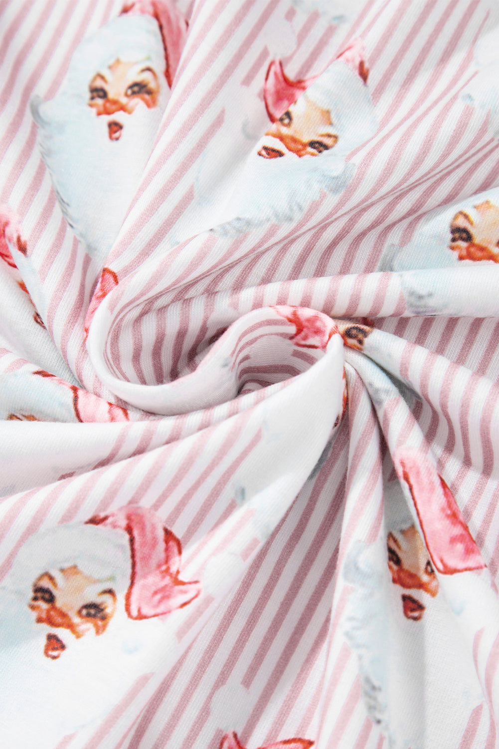 Rosa, locker geschnittenes, zweiteiliges Lounge-Set mit gestreiftem Weihnachtsmann-Print