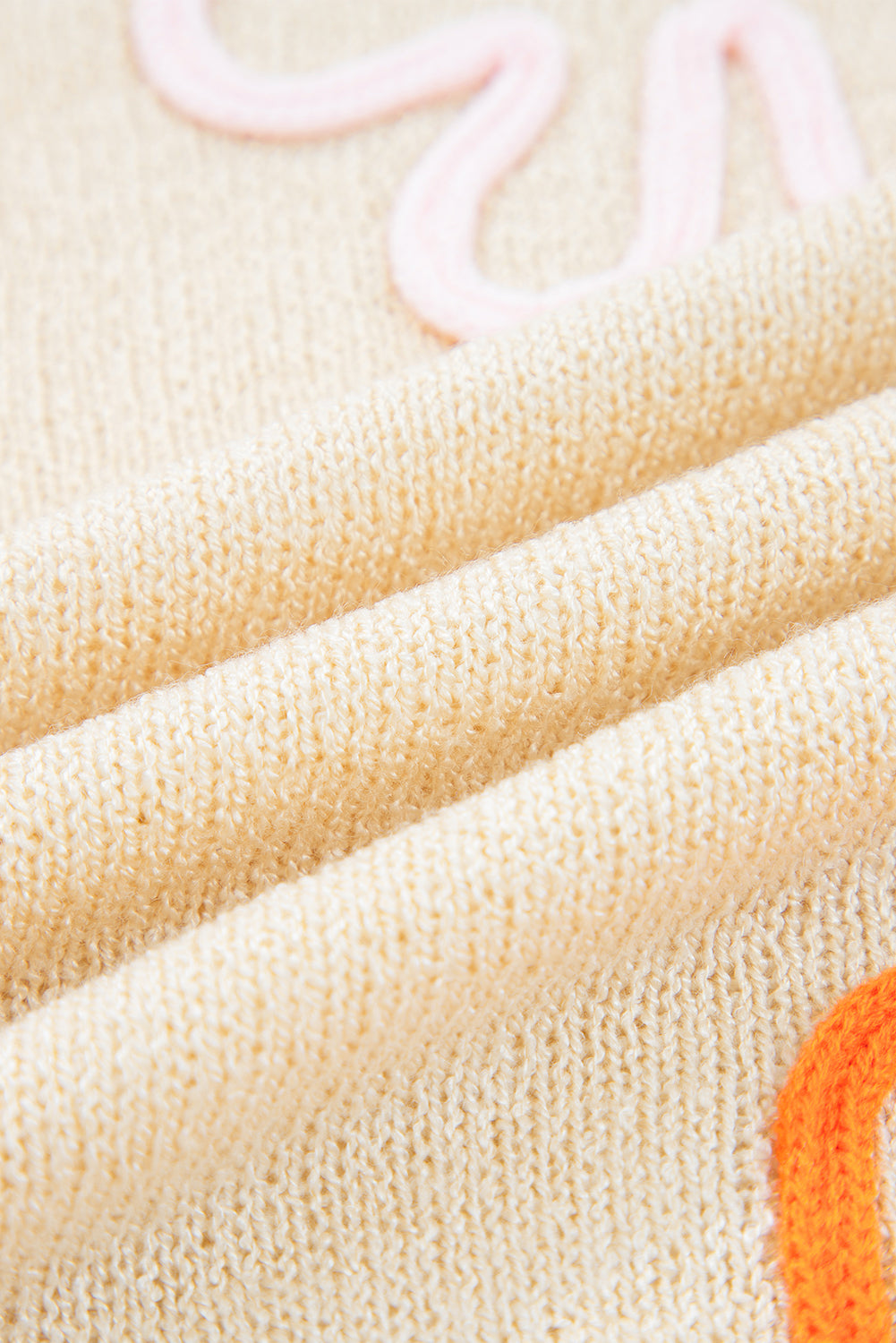 Jet Stream Contrast Flower Detail Colorblock Cuffed Loose Sweater