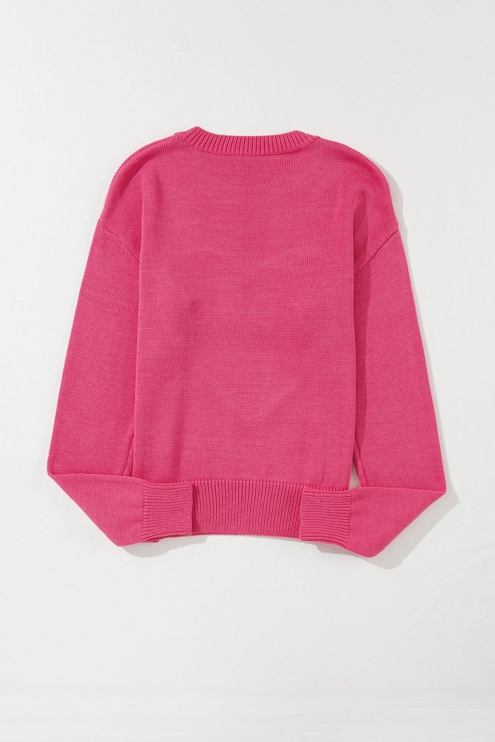 Rippstrickpullover mit überschnittener Schulterpartie und Rosenherz-XOXO-Muster