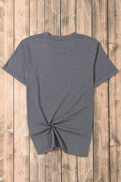 Graues, lässiges T-Shirt mit Rundhalsausschnitt