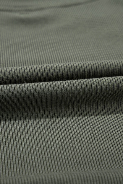 Nebelgrünes Babydoll-Top aus Thermo-Strick in Übergröße