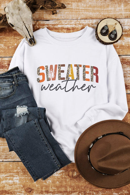 Weißes Sweatshirt mit Monogramm „Weather“