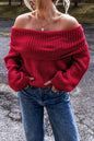 Racing Red Off-Shoulder Strickpullover
