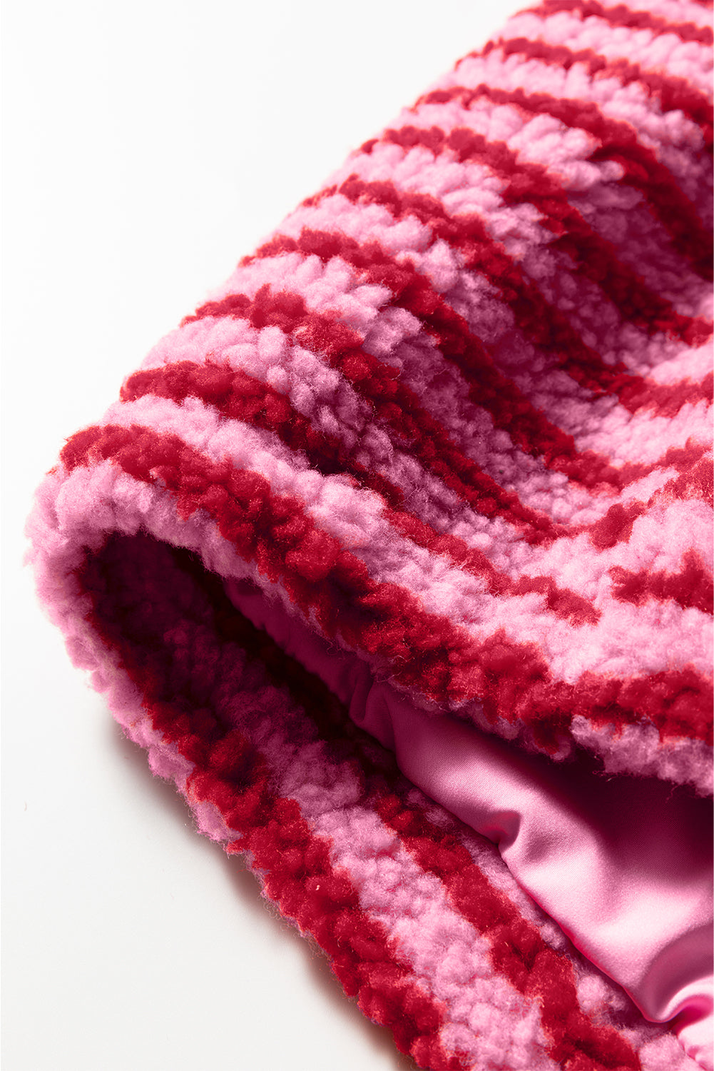 Pink Stripe Quarter Zip Fleece Oversize Sweatshirt