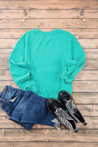 Aruba Blaues, schlichtes Sweatshirt mit Rundhalsausschnitt und überschnittener Schulter