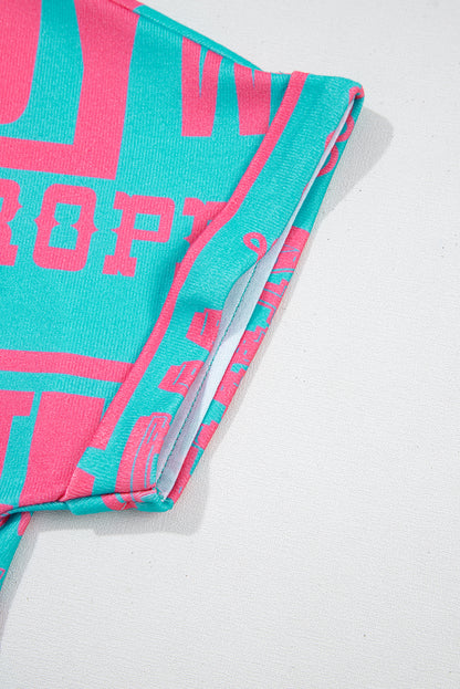 Grünes Howdy Cowboy-T-Shirt mit Buchstaben-Print im Western-Stil