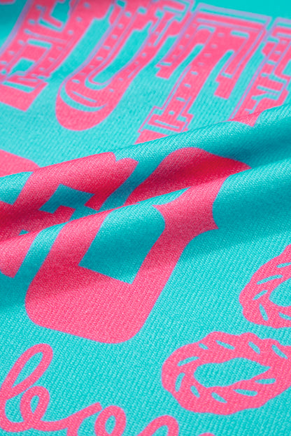 Grünes Howdy Cowboy-T-Shirt mit Buchstaben-Print im Western-Stil