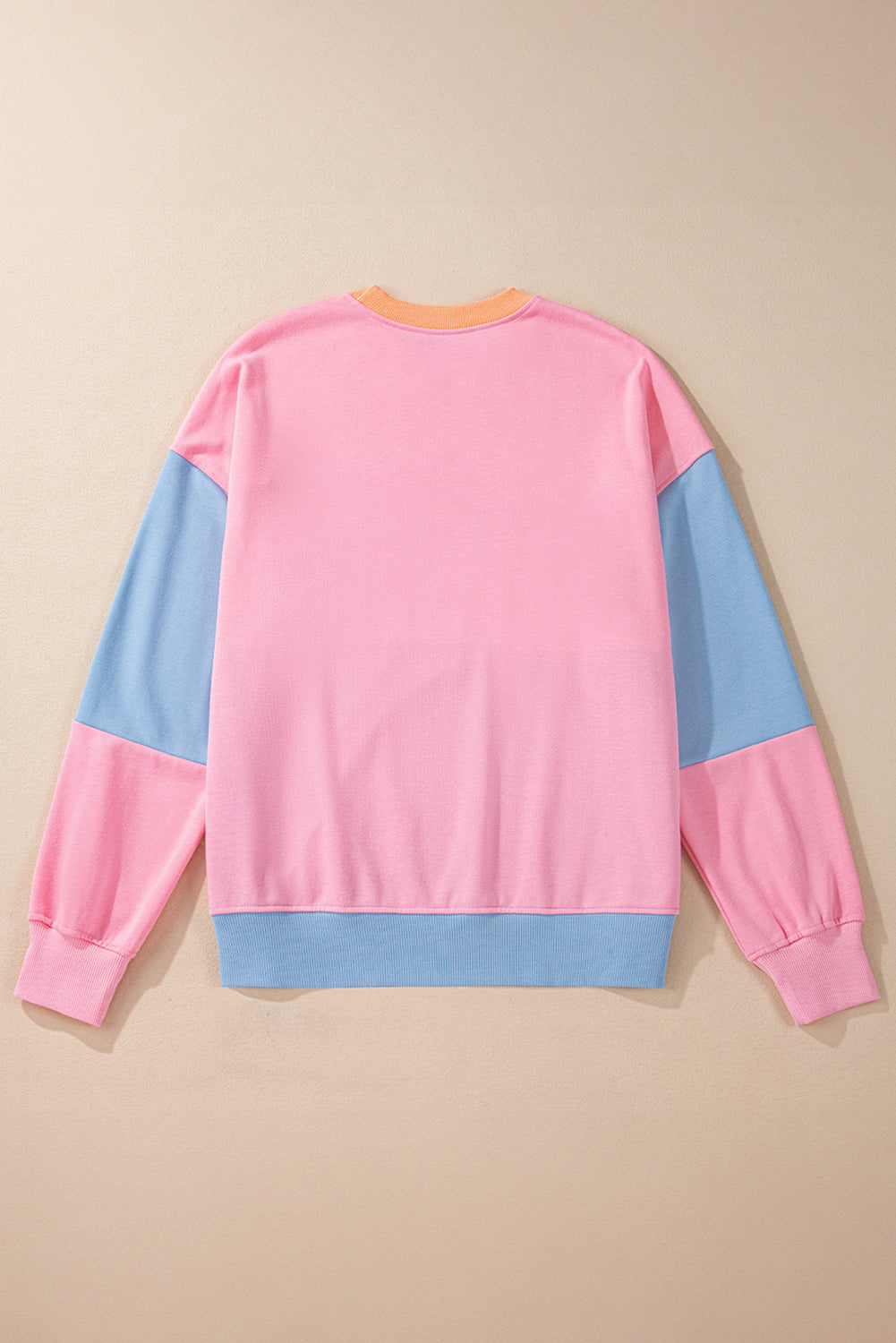 Himmelblaues Sweatshirt mit überschnittener Schulter und Patchwork-Farbblock