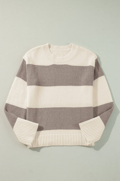 Simply Taupe – Lockerer Pullover mit Farbblockdesign