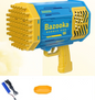 Seifenblasenpistole Rakete 69 Löcher Seifenblasen Maschine Gun Form Automatisches Gebläse mit Licht Spielzeug für Kinder Pomperos