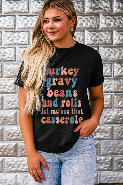 Schwarzes T-Shirt mit Food Lovers-Slogan und Grafik